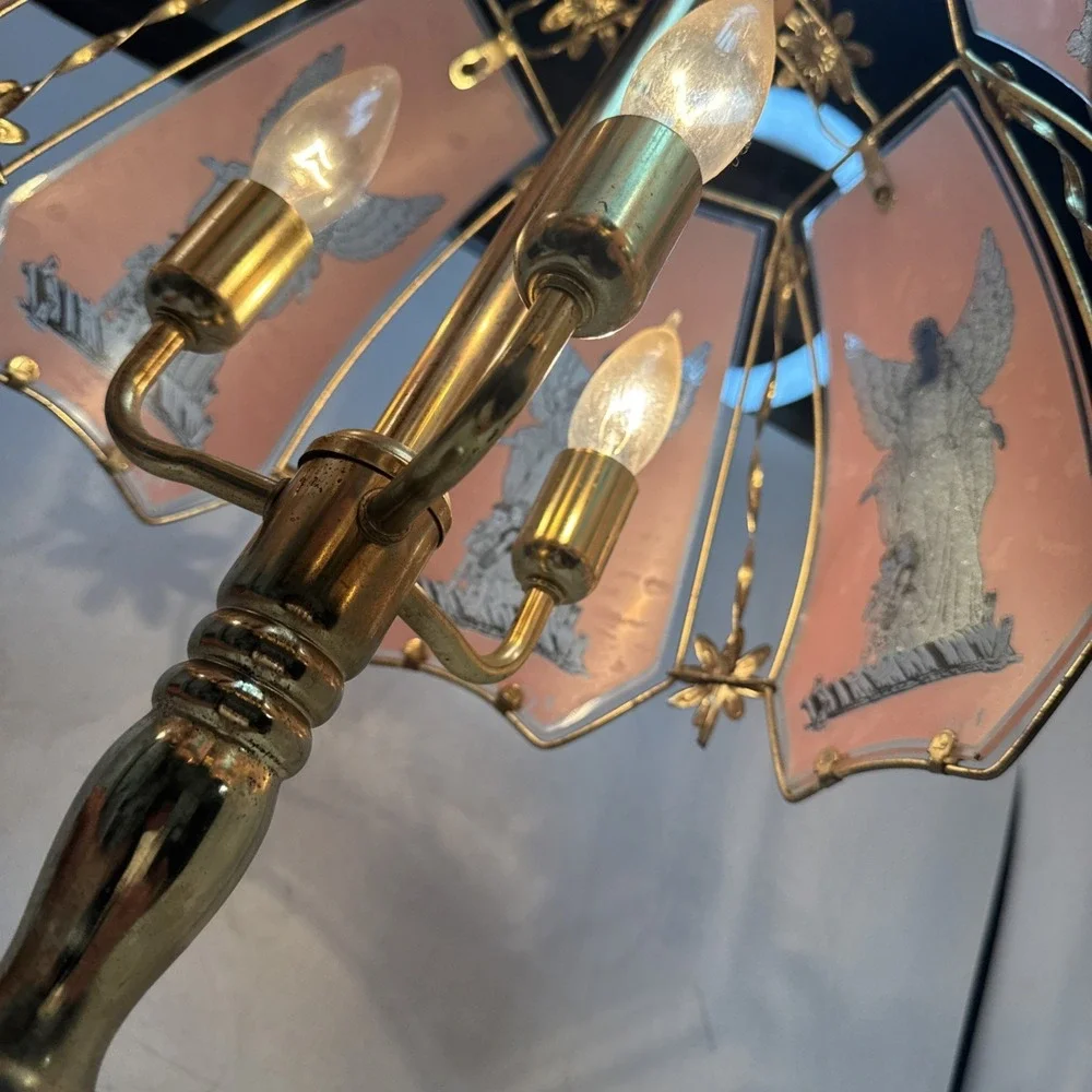Vintage Touch‎ Lamp OK LIGHTING Angel Glass Panels Lamp Angel Nice